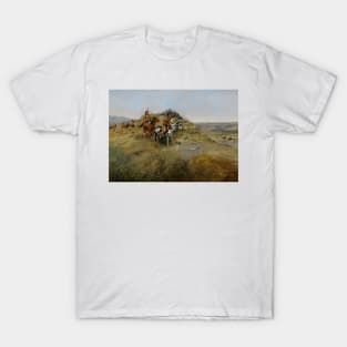 "Buffalo Hunt Approach" by Charles M Russell T-Shirt